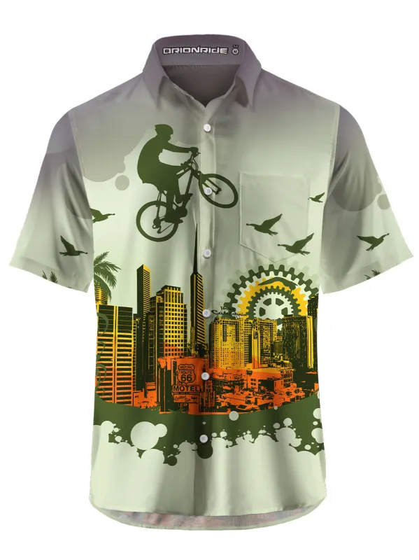 Orionride Flying Over The City Zipper Pockets Ultra Lightweight Short Sleeves Gravel Shirt sold by Orionride