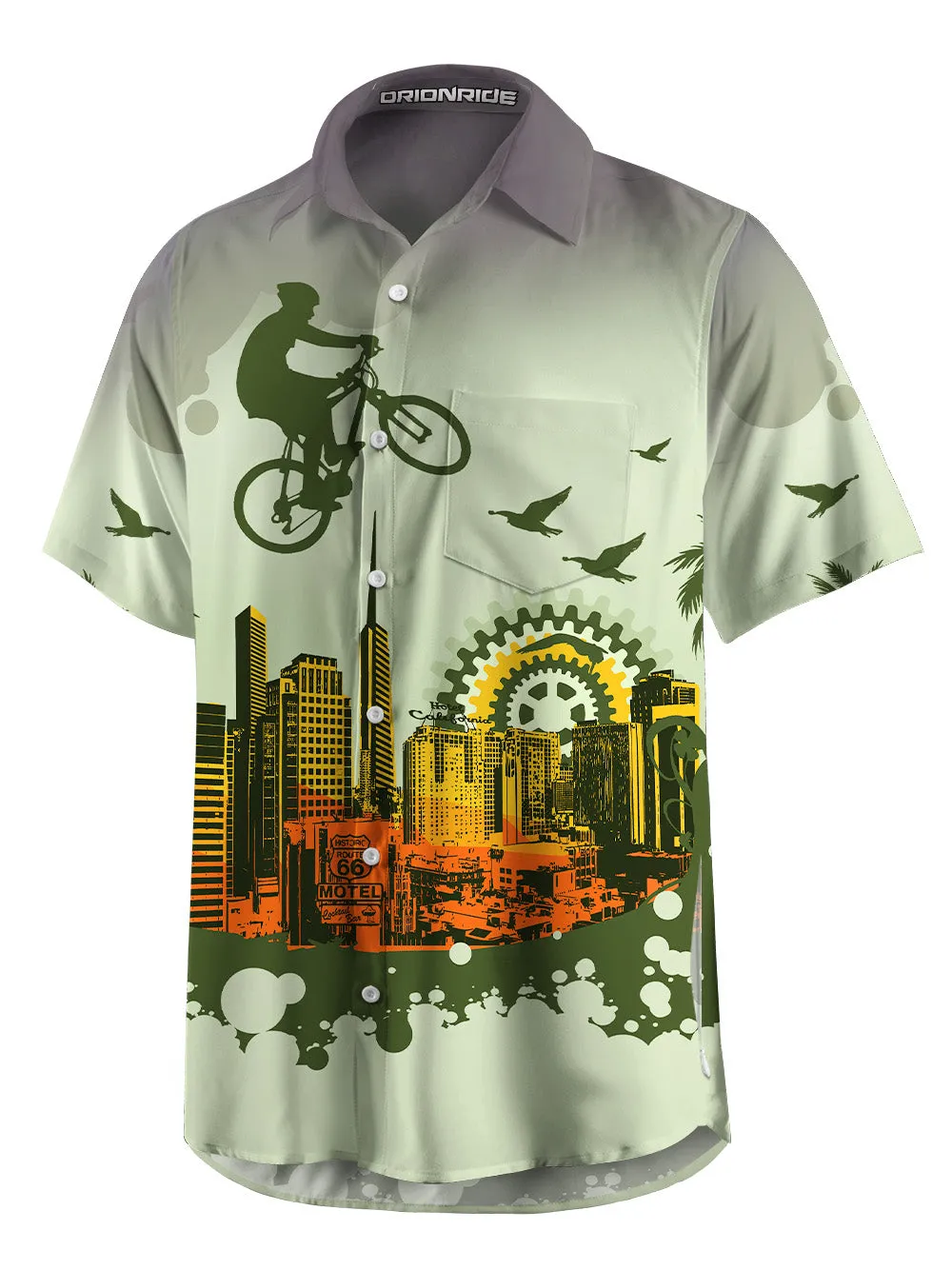 Orionride Flying Over The City Zipper Pockets Ultra Lightweight Short Sleeves Gravel Shirt sold by Orionride product image thumbnail 3