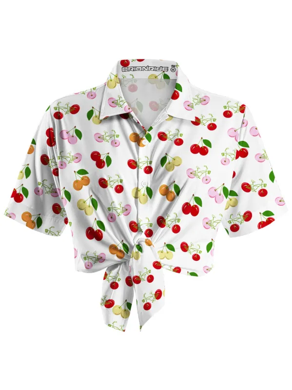 Orionride Juicy Cherry Zipper Pockets Ultra Lightweight Short Sleeves Women's Gravel Shirt sold by Orionride