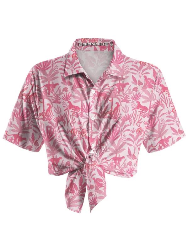 Orionride Jungle Leopard Zipper Pockets Ultra Lightweight Short Sleeves Women's Gravel Shirt sold by Orionride