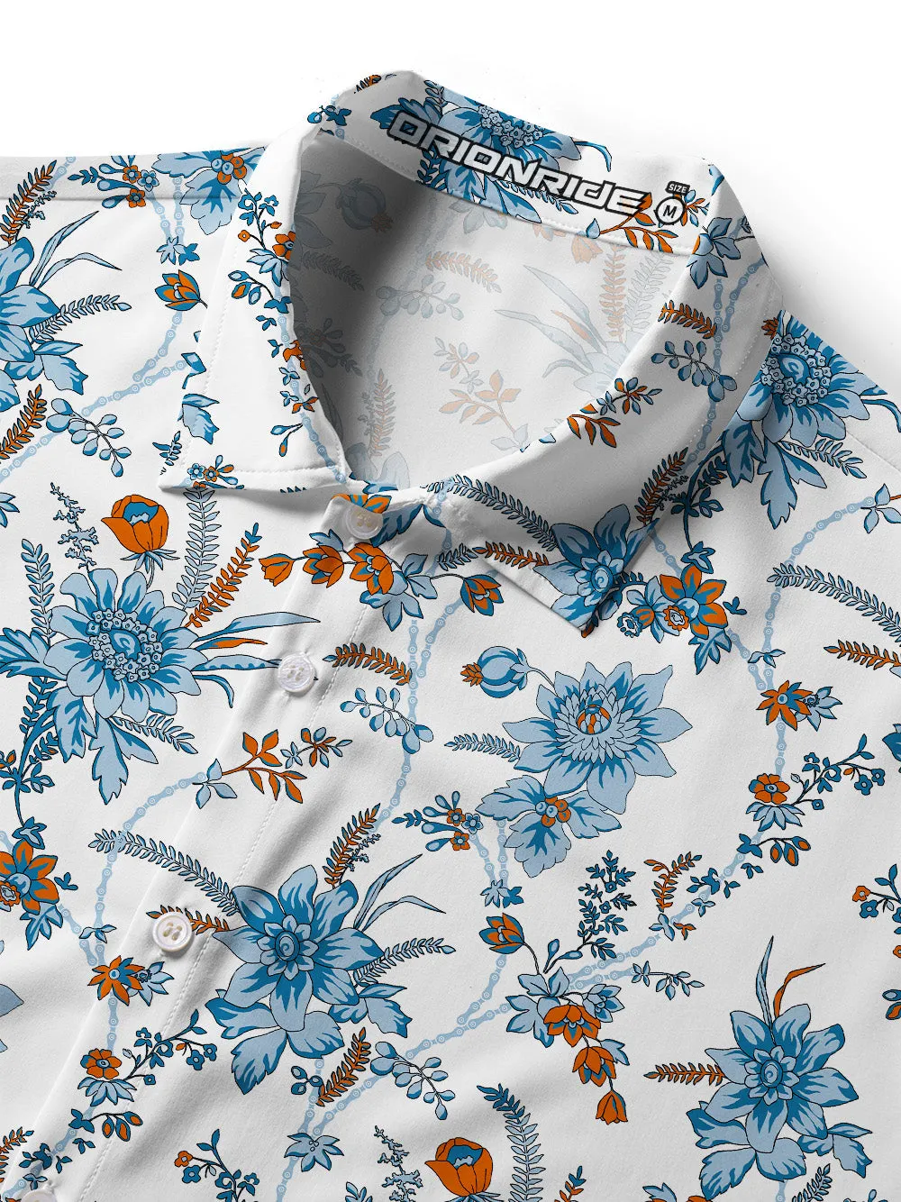 Orionride Blue Chain Flower Zipper Pockets Ultra Lightweight Short Sleeves Women's Gravel Shirt sold by Orionride product image thumbnail 3