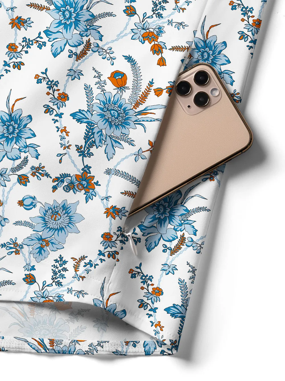 Orionride Blue Chain Flower Zipper Pockets Ultra Lightweight Short Sleeves Women's Gravel Shirt sold by Orionride product image thumbnail 4