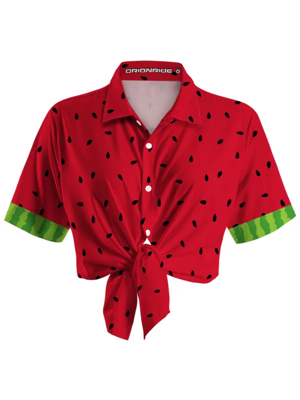 Orionride Watermelon Zipper Pockets Ultra Lightweight Short Sleeves Women's Gravel Shirt sold by Orionride