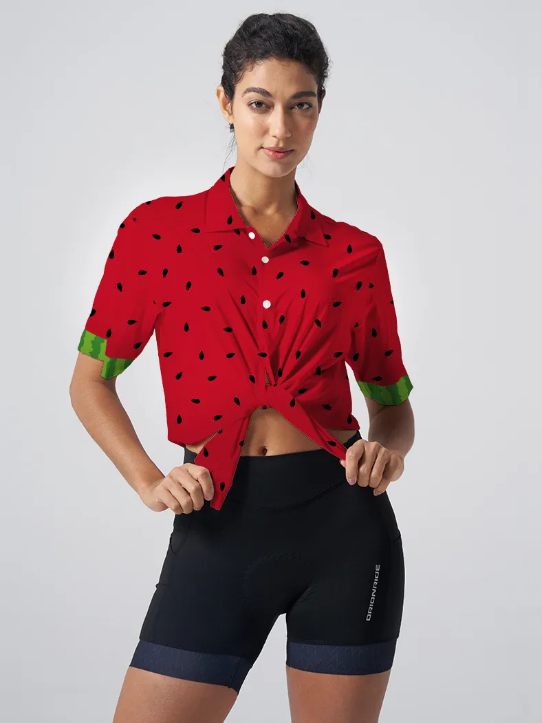 Orionride Watermelon Zipper Pockets Ultra Lightweight Short Sleeves Women's Gravel Shirt sold by Orionride product image thumbnail 2