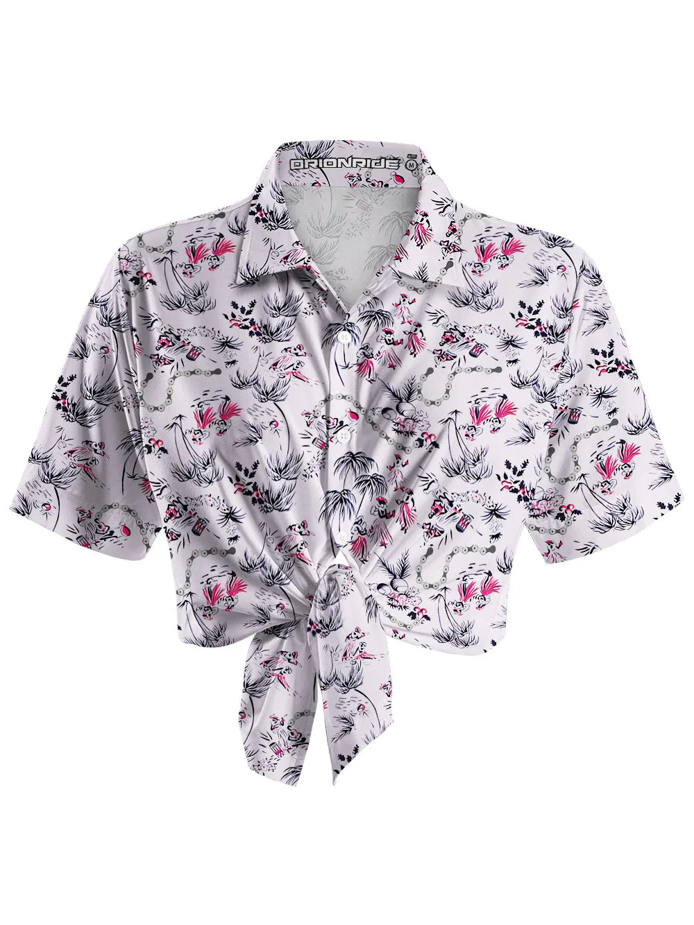 Orionride Chain And Flowers Zipper Pockets Ultra Lightweight Short Sleeves Women's Gravel Shirt sold by Orionride