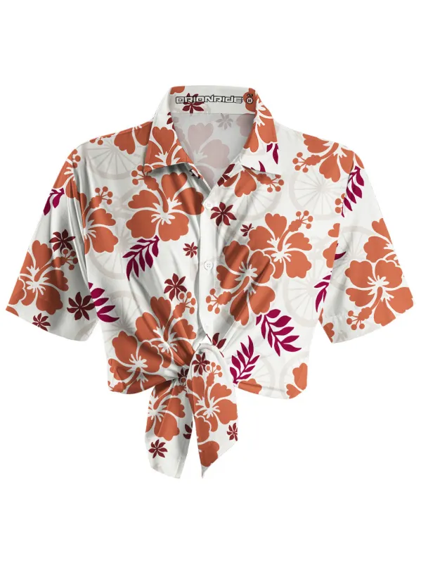 Orionride Hibiscus Flowers Zipper Pockets Ultra Lightweight Short Sleeves Women's Gravel Shirt sold by Orionride