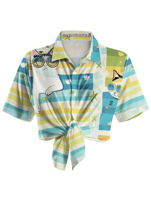 Orionride Four Cats Zipper Pockets Ultra Lightweight Short Sleeves Women's Gravel Shirt sold by Orionride