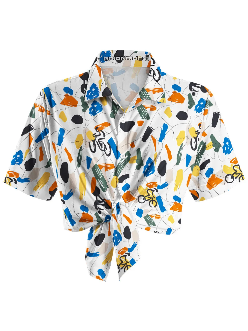 Orionride Abstract Color Blocks Zipper Pockets Ultra Lightweight Short Sleeves Women's Gravel Shirt sold by Orionride