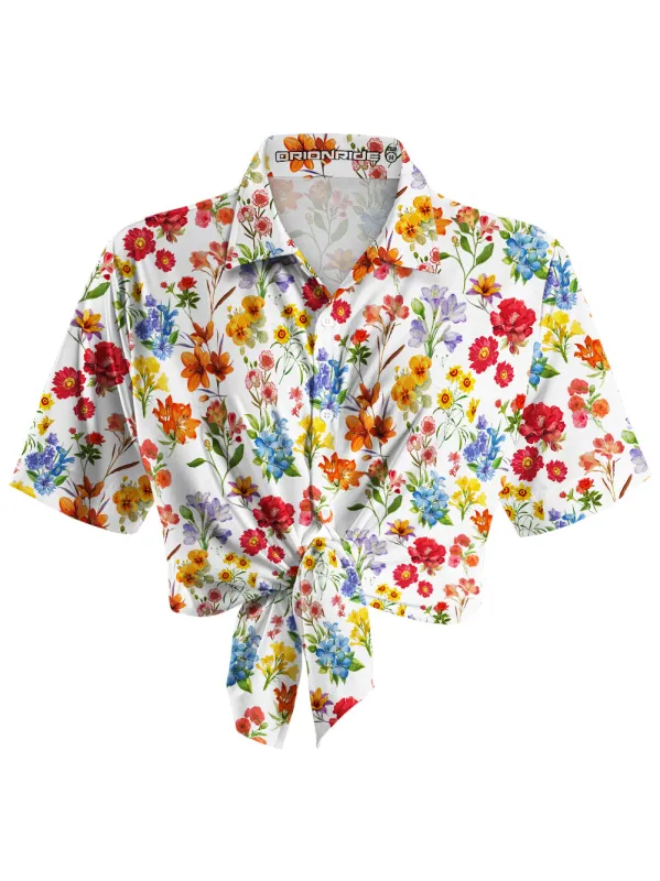 Orionride Sunshine Floral Zipper Pockets Ultra Lightweight Short Sleeves Women's Gravel Shirt sold by Orionride