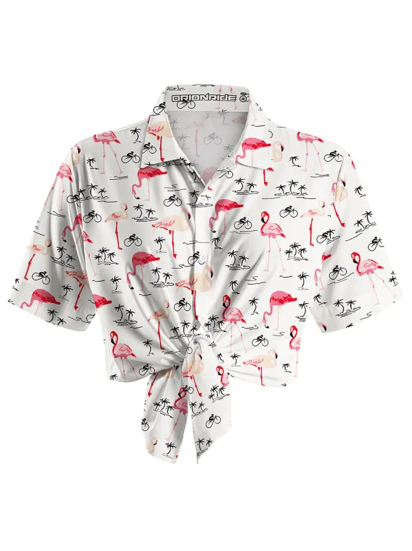 Orionride Pink Flamingo Zipper Pockets Ultra Lightweight Short Sleeves Women's Gravel Shirt sold by Orionride