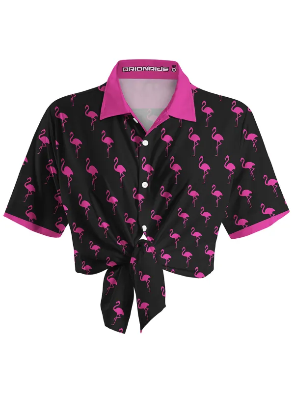 Orionride Flamingo Zipper Pockets Ultra Lightweight Short Sleeves Women's Gravel Shirt sold by Orionride