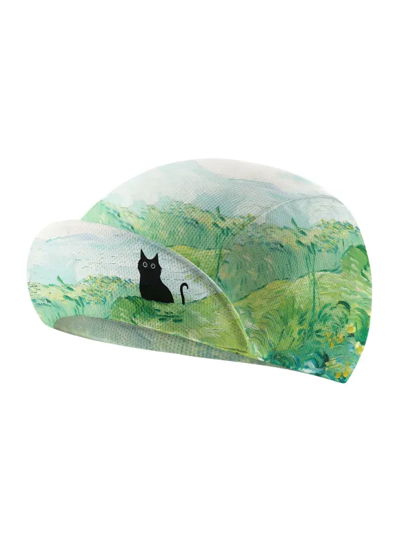 Orionride Oil Painting Black Cat Cycling Cap sold by Orionride