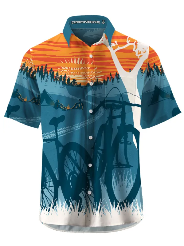 Orionride Sunset Camping Zipper Pockets Ultra Lightweight Short Sleeves Gravel Shirt sold by Orionride
