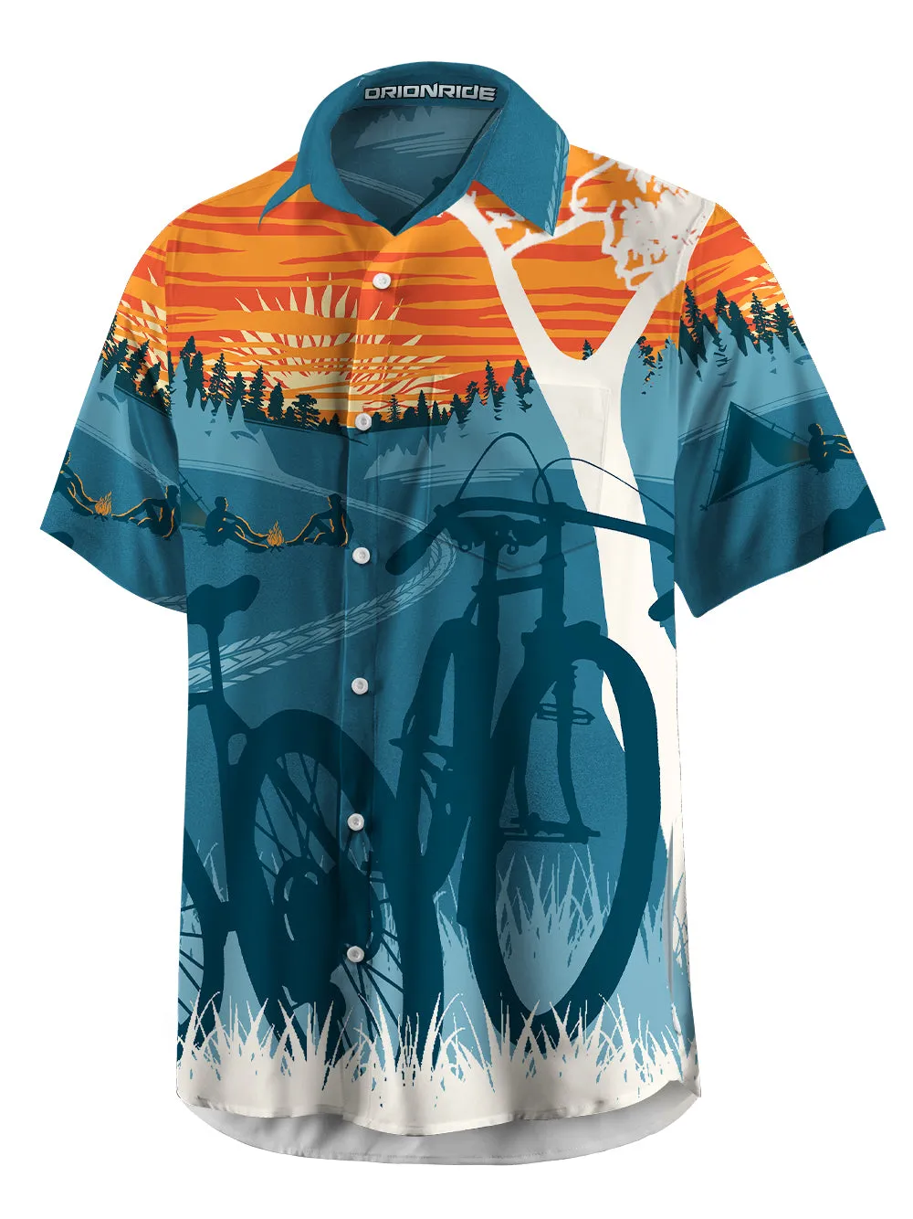 Orionride Sunset Camping Zipper Pockets Ultra Lightweight Short Sleeves Gravel Shirt sold by Orionride product image thumbnail 4