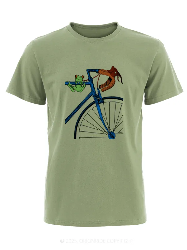 Orionride Frog On The Frame Short Sleeves Bike T-Shirt sold by Orionride