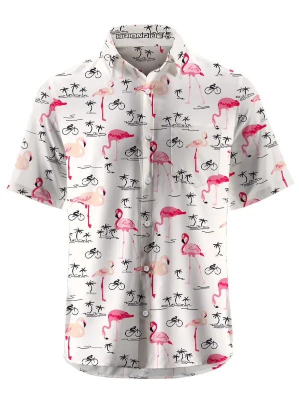 Orionride Pink Flamingo Zipper Pockets Ultra Lightweight Short Sleeves Gravel Shirt sold by Orionride