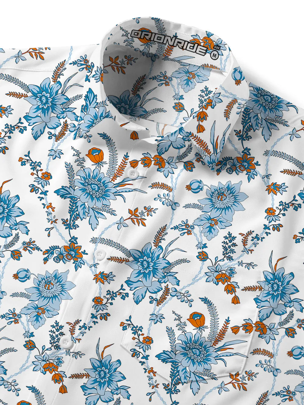 Orionride Blue Chain Flower Zipper Pockets Ultra Lightweight Short Sleeves Gravel Shirt sold by Orionride product image thumbnail 5