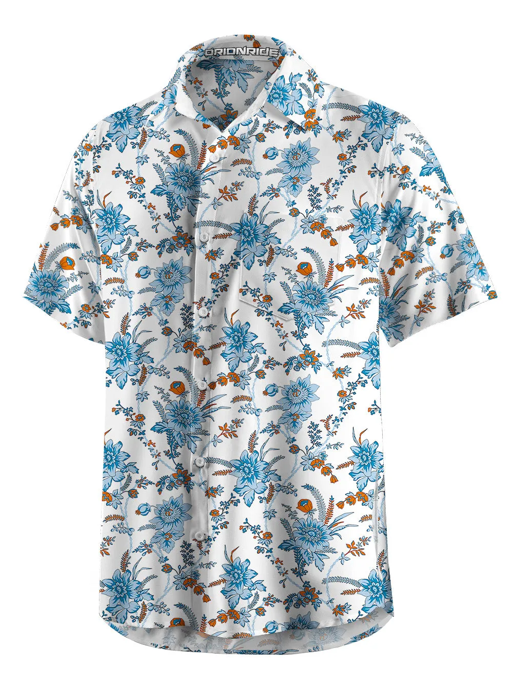 Orionride Blue Chain Flower Zipper Pockets Ultra Lightweight Short Sleeves Gravel Shirt sold by Orionride product image thumbnail 3