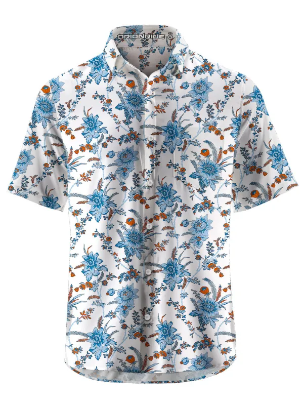 Orionride Blue Chain Flower Zipper Pockets Ultra Lightweight Short Sleeves Gravel Shirt sold by Orionride