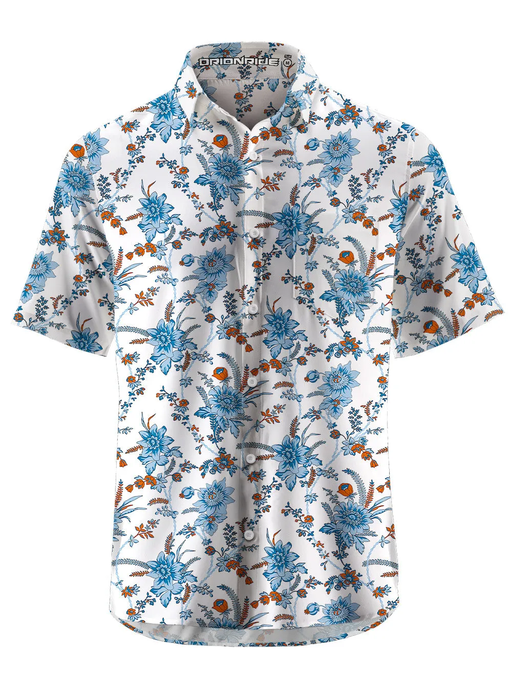 Orionride Blue Chain Flower Zipper Pockets Ultra Lightweight Short Sleeves Gravel Shirt sold by Orionride