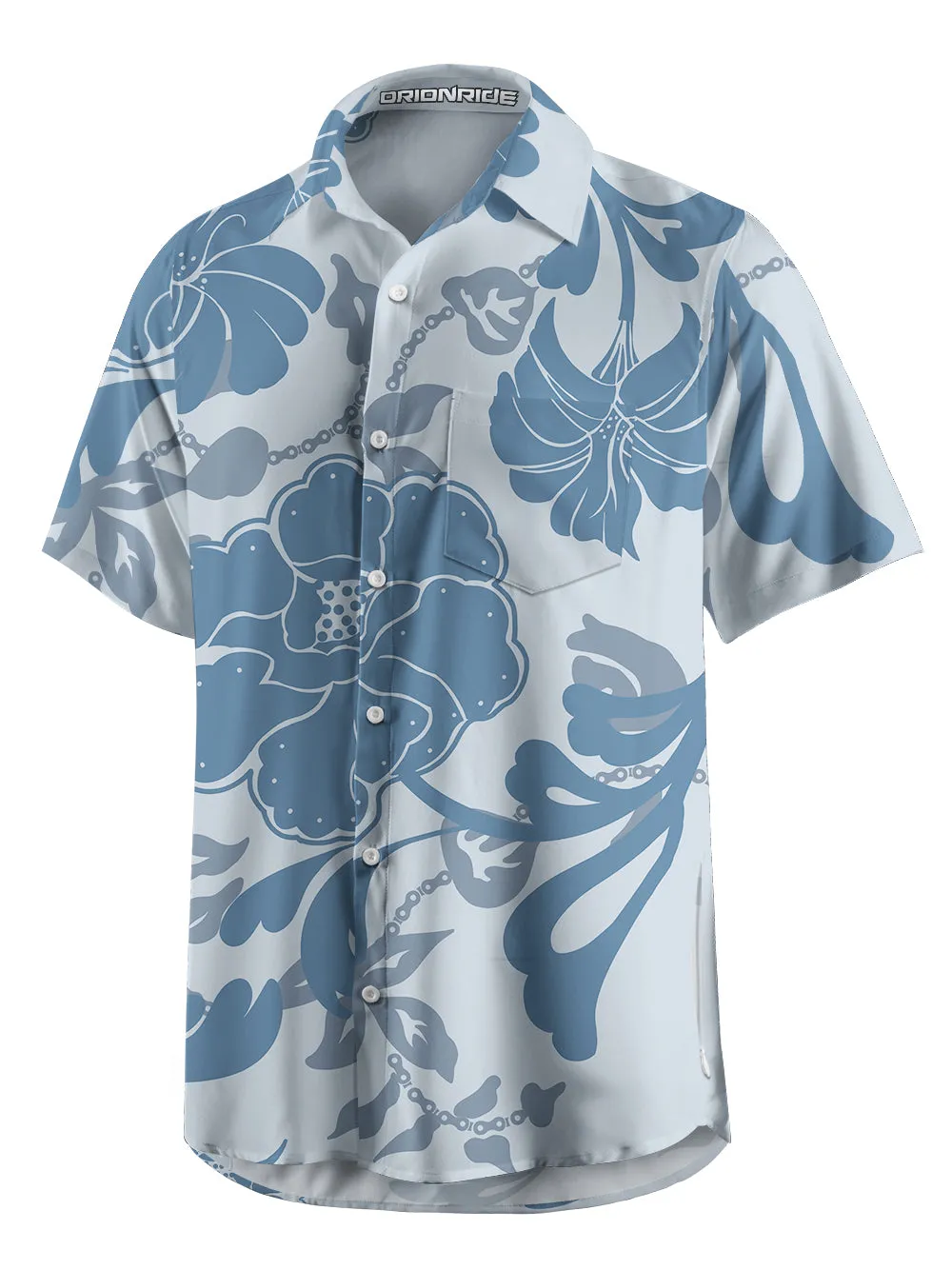 Orionride Blue Floral Zipper Pockets Ultra Lightweight Short Sleeves Gravel Shirt sold by Orionride product image thumbnail 3