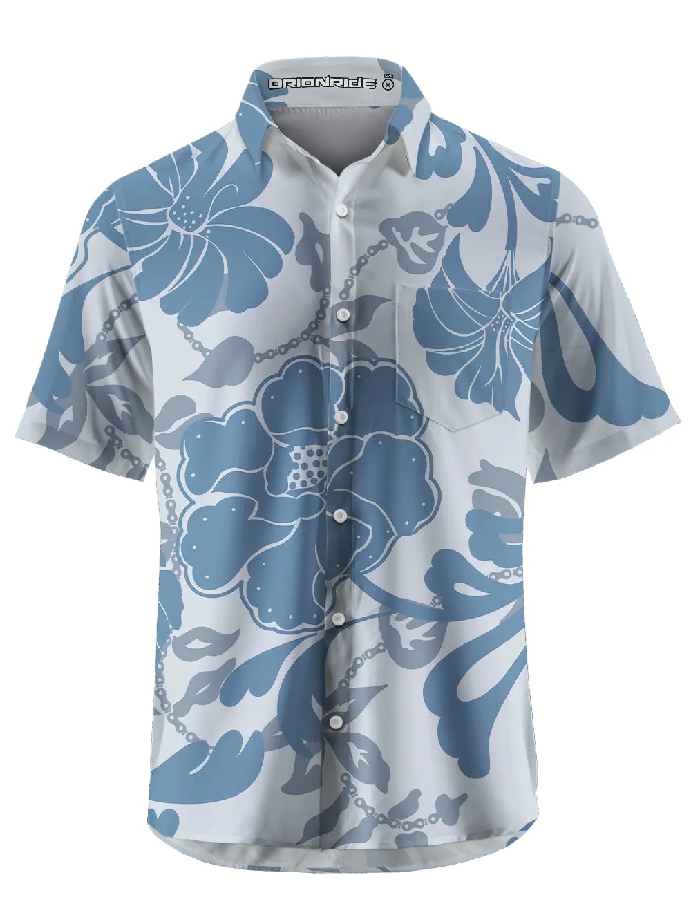 Orionride Blue Floral Zipper Pockets Ultra Lightweight Short Sleeves Gravel Shirt sold by Orionride