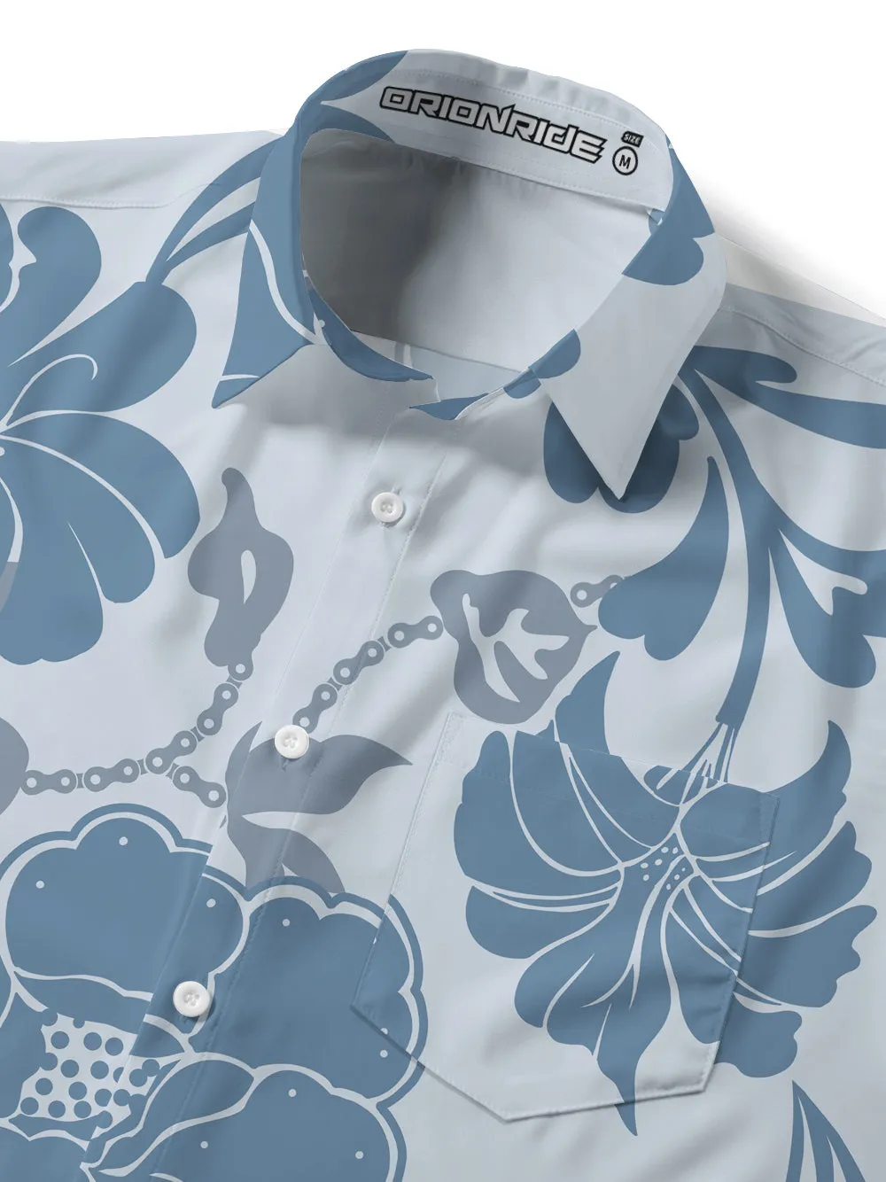 Orionride Blue Floral Zipper Pockets Ultra Lightweight Short Sleeves Gravel Shirt sold by Orionride product image thumbnail 5