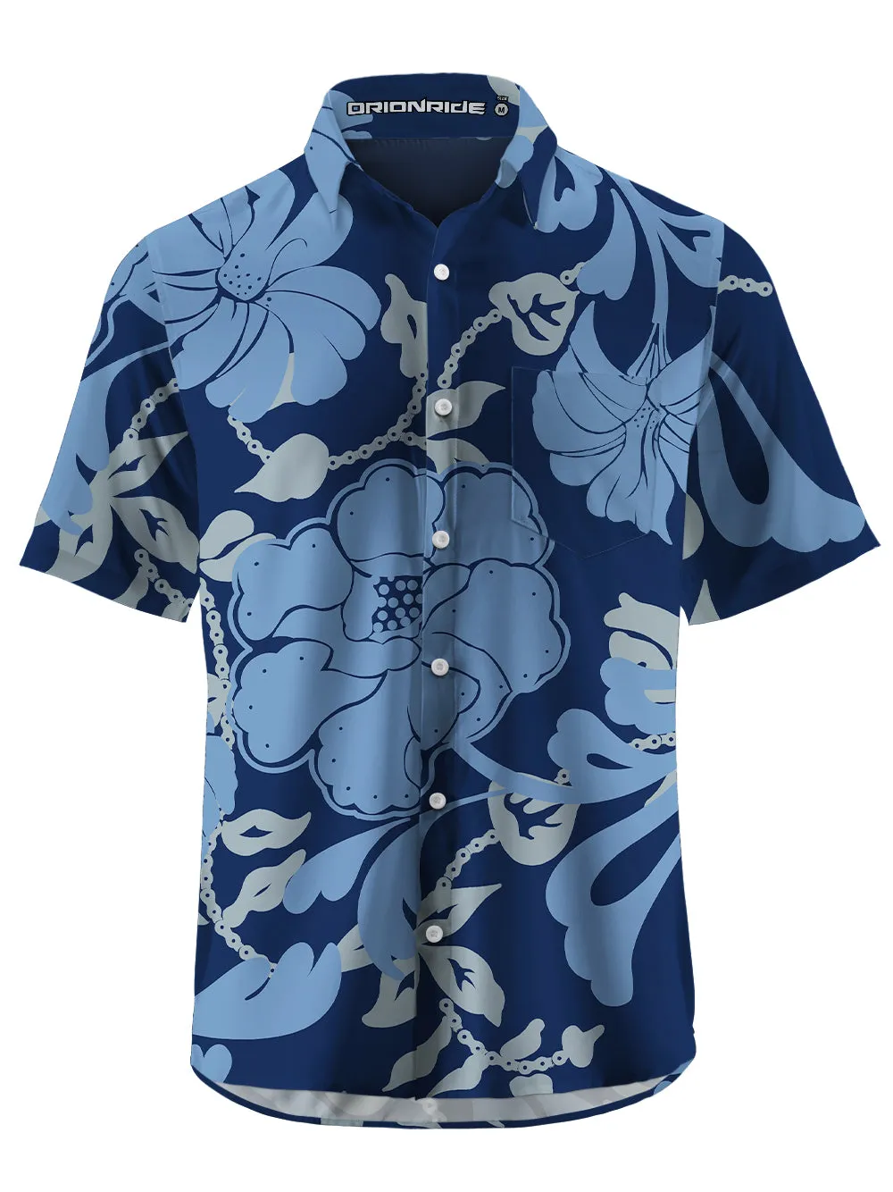 Orionride Blue Floral Zipper Pockets Ultra Lightweight Short Sleeves Gravel Shirt sold by Orionride product image thumbnail 2