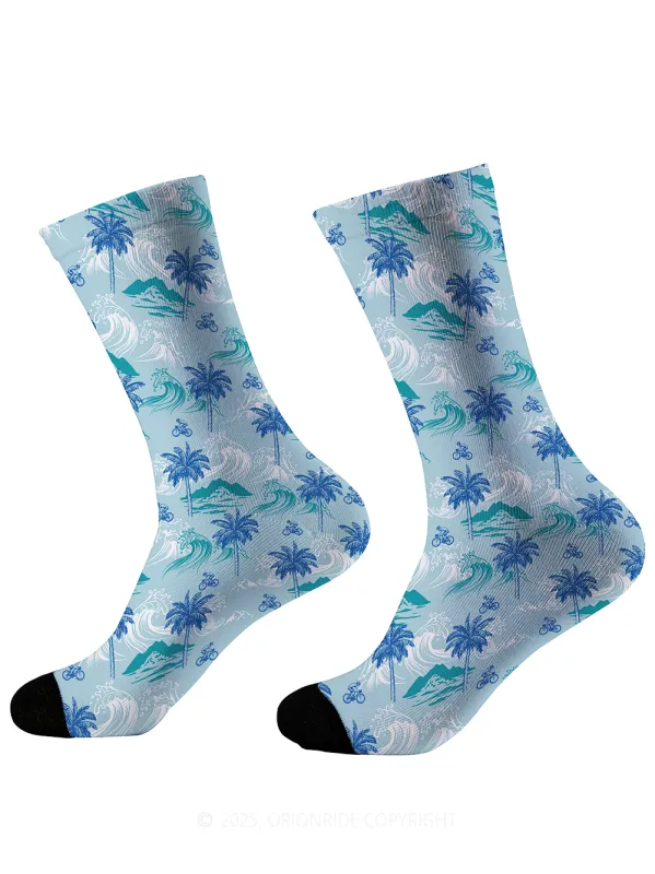 Orionride Wavy Coconut Tree Cycling Socks sold by Orionride