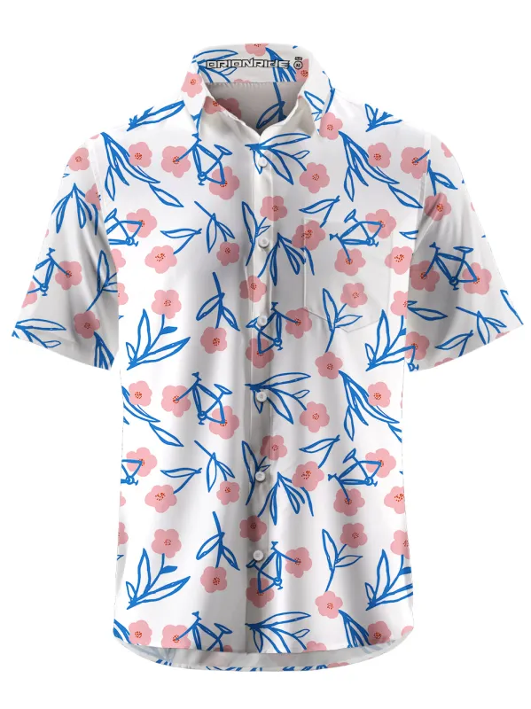 Orionride Pink Flower Bicycle Zipper Pockets Ultra Lightweight Short Sleeves Gravel Shirt sold by Orionride