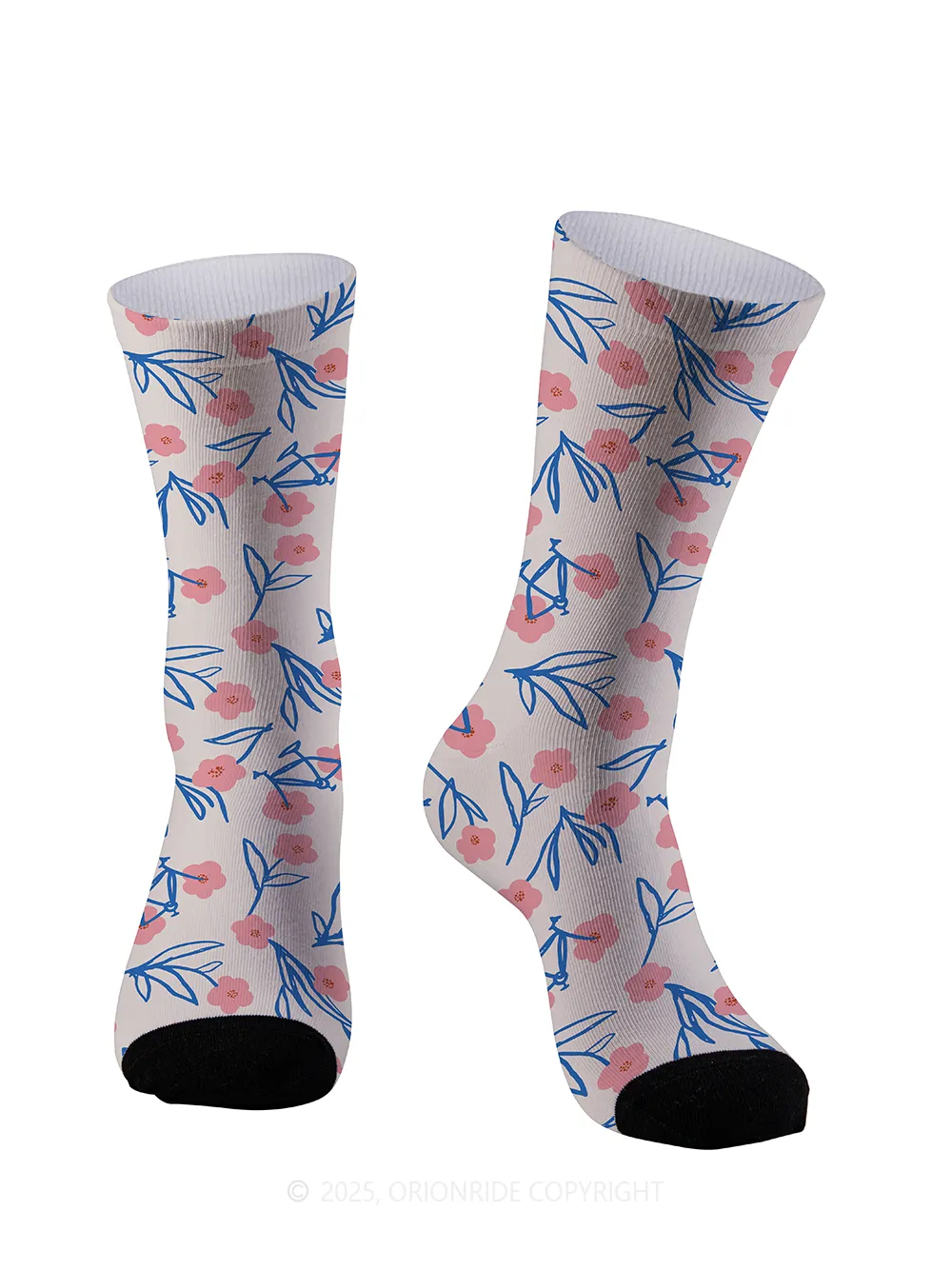 Orionride Pink Flower Bicycle Cycling Socks sold by Orionride product image thumbnail 2