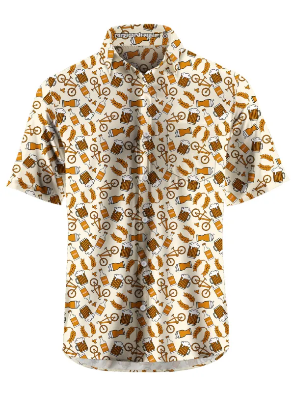 Orionride Beer And Wheat Zipper Pockets Ultra Lightweight Short Sleeves Gravel Shirt sold by Orionride