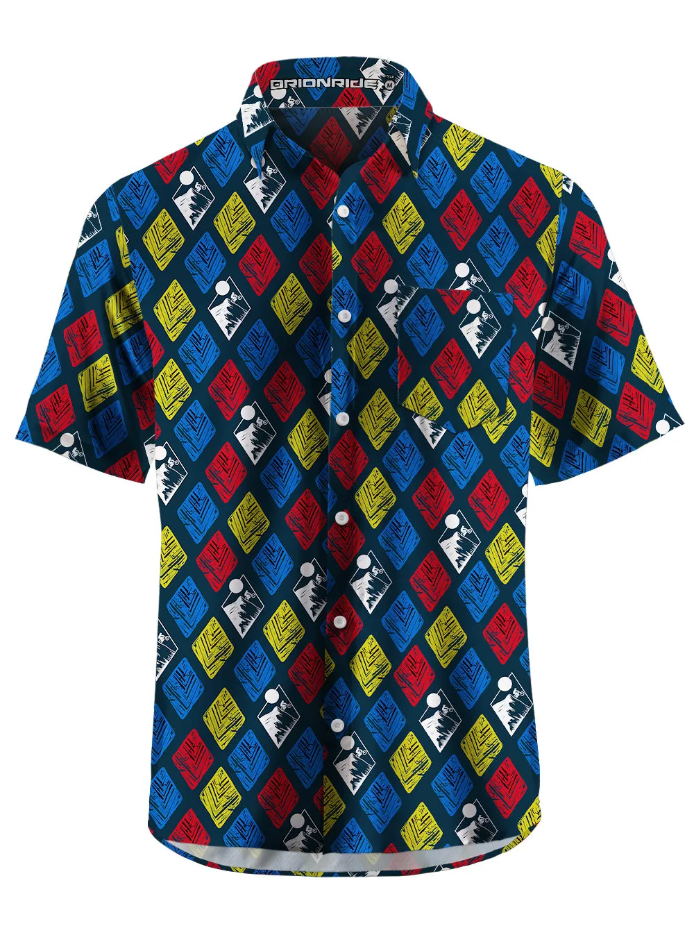 Orionride Artistic Diamond Grid Zipper Pockets Ultra Lightweight Short Sleeves Gravel Shirt sold by Orionride