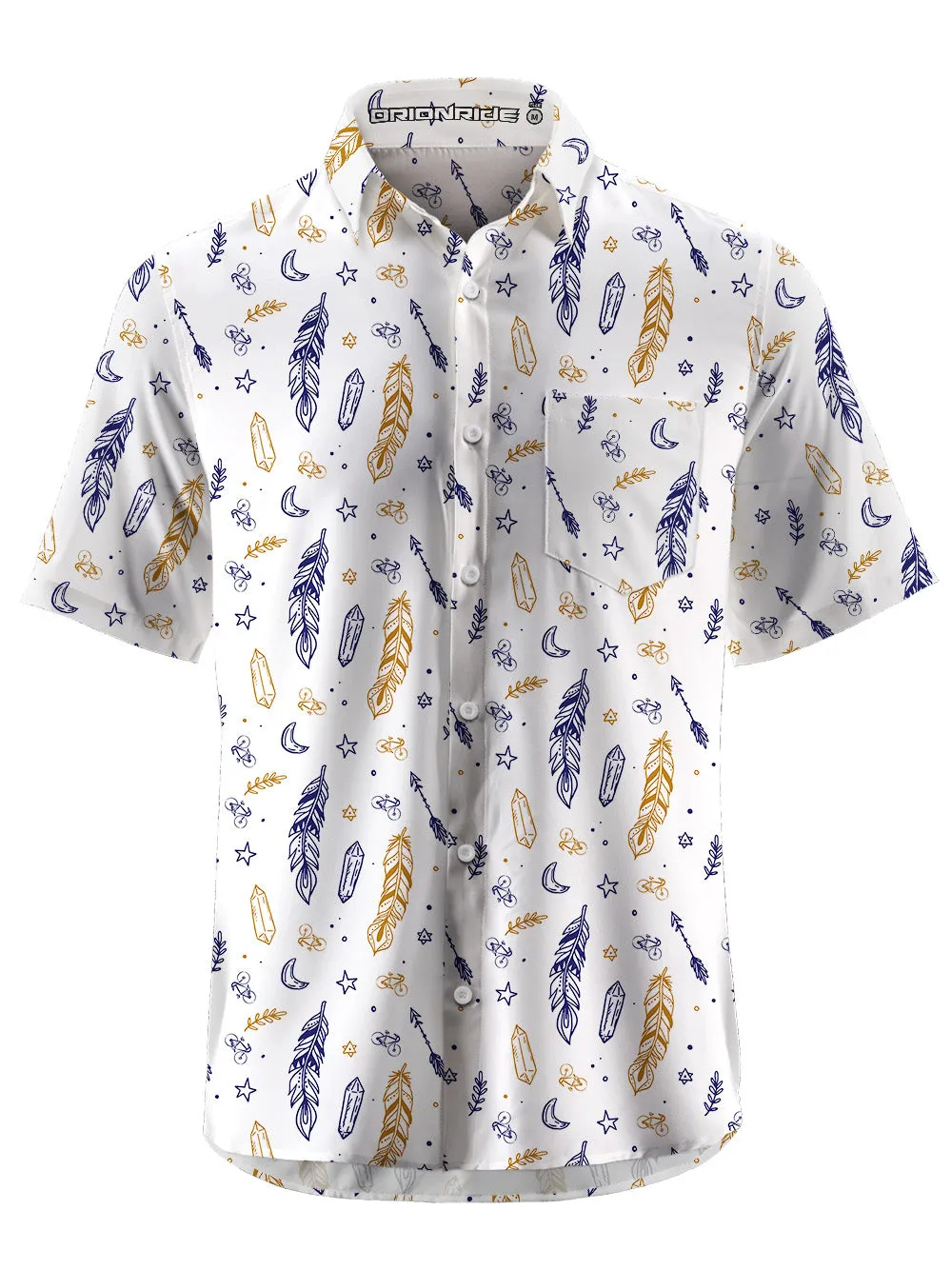 Orionride Feather Print Zipper Pockets Ultra Lightweight Short Sleeves Gravel Shirt sold by Orionride