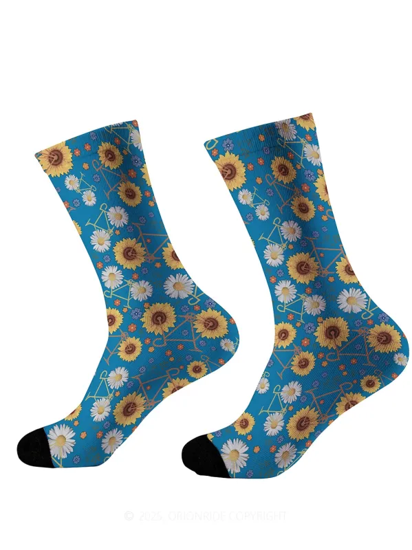Orionride Sunflowers And Daisies Cycling Socks sold by Orionride