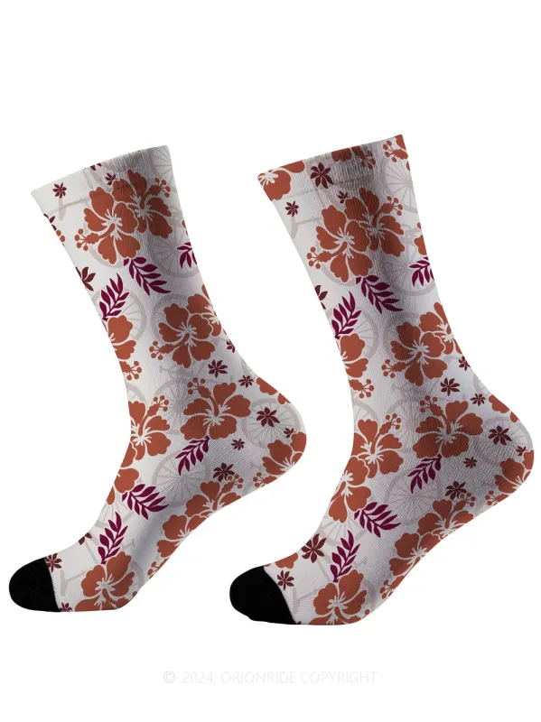 Orionride Hibiscus Flowers Cycling Socks sold by Orionride