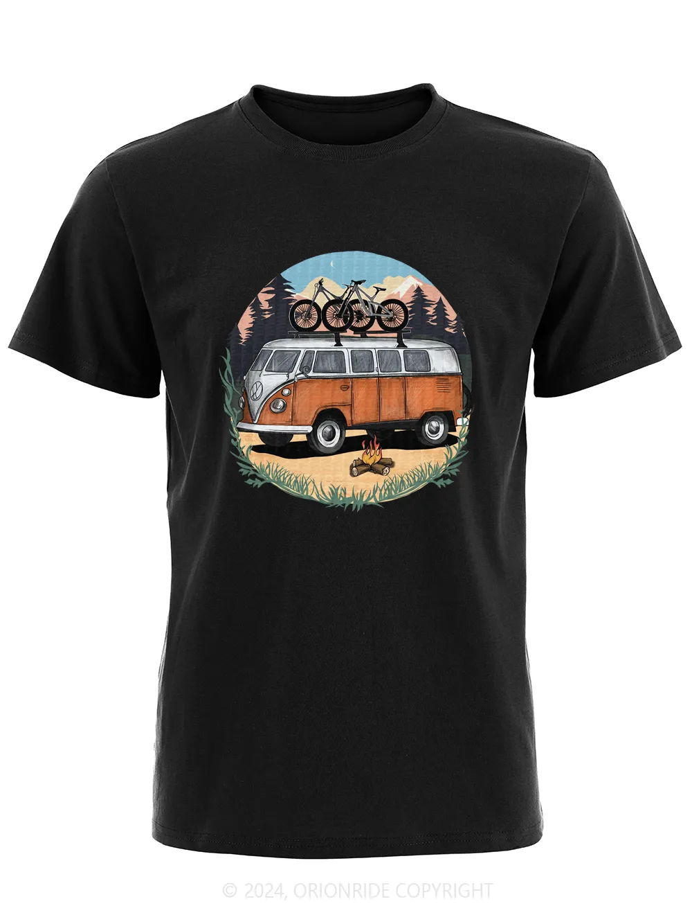 Orionride Short Sleeves Retro Camper Vans Bike T-Shirt sold by Orionride product image thumbnail 5