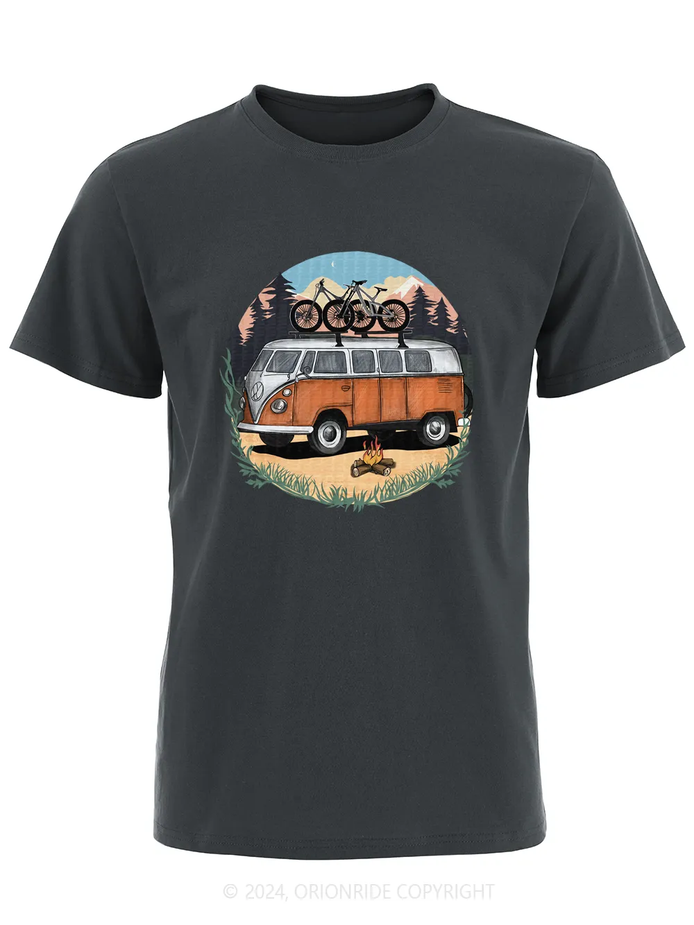 Orionride Short Sleeves Retro Camper Vans Bike T-Shirt sold by Orionride product image thumbnail 3