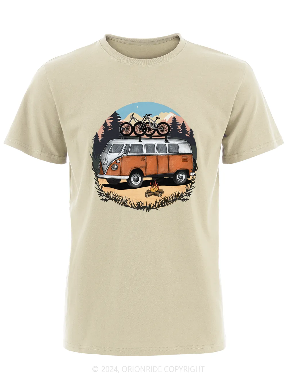 Orionride Short Sleeves Retro Camper Vans Bike T-Shirt sold by Orionride product image thumbnail 2