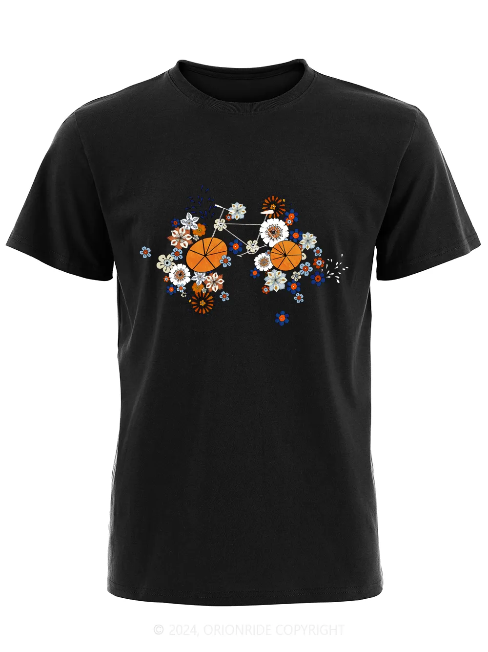 Orionride Short Sleeves Multicolor Flowers Bike T-Shirt sold by Orionride product image thumbnail 2