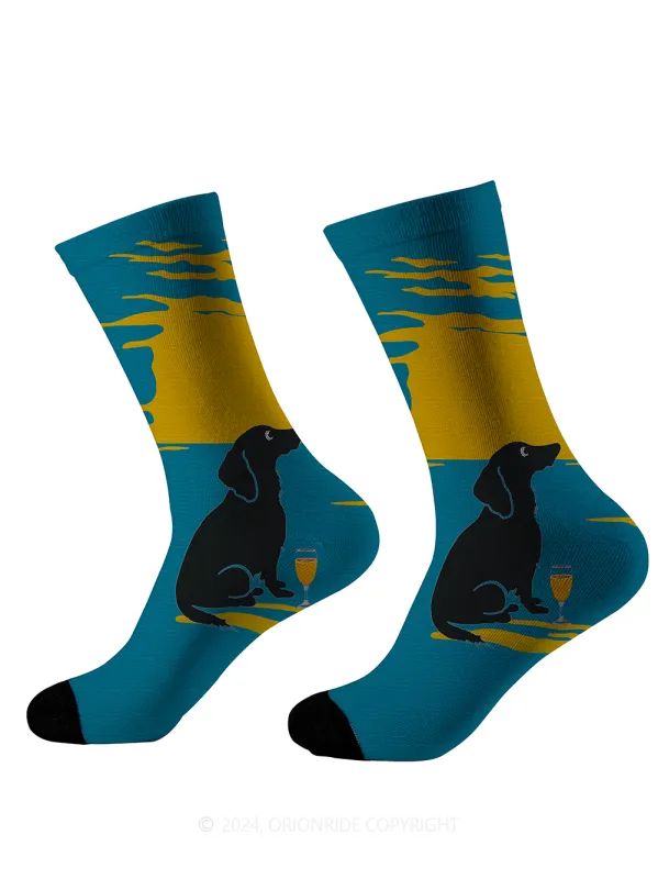Orionride Dog On Beach Cycling Socks sold by Orionride