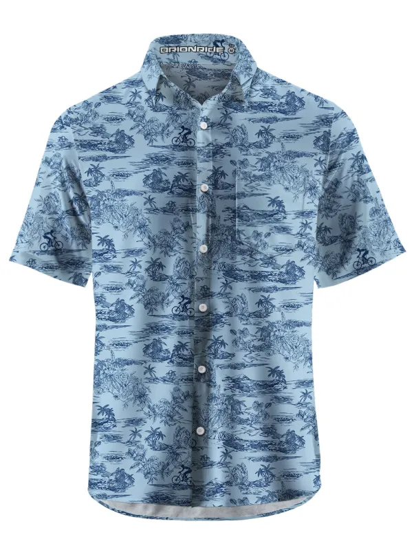 Orionride Short Sleeves Blue Island Zipper Pockets Ultra Lightweight Gravel Shirt sold by Orionride
