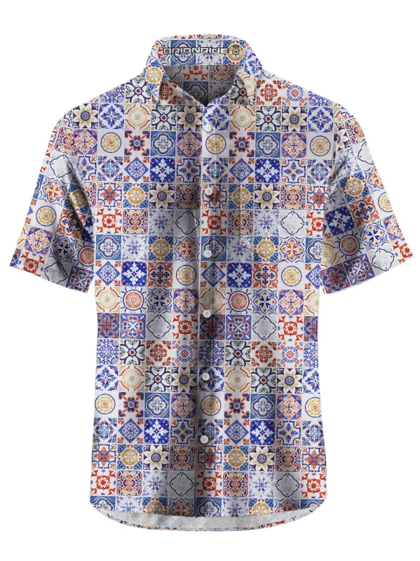 Orionride Short Sleeves Flower Tiles Zipper Pockets Ultra Lightweight Gravel Shirt sold by Orionride