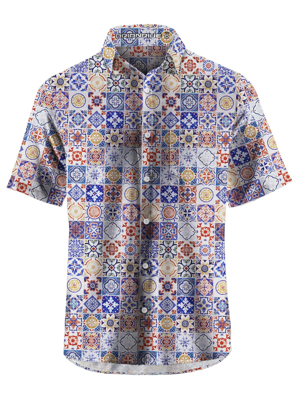 Orionride Short Sleeves Flower Tiles Zipper Pockets Ultra Lightweight Gravel Shirt sold by Orionride