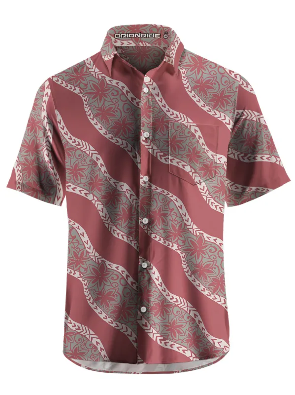 Orionride Short Sleeves Retro Floral Stripes Zipper Pockets Ultra Lightweight Gravel Shirt sold by Orionride