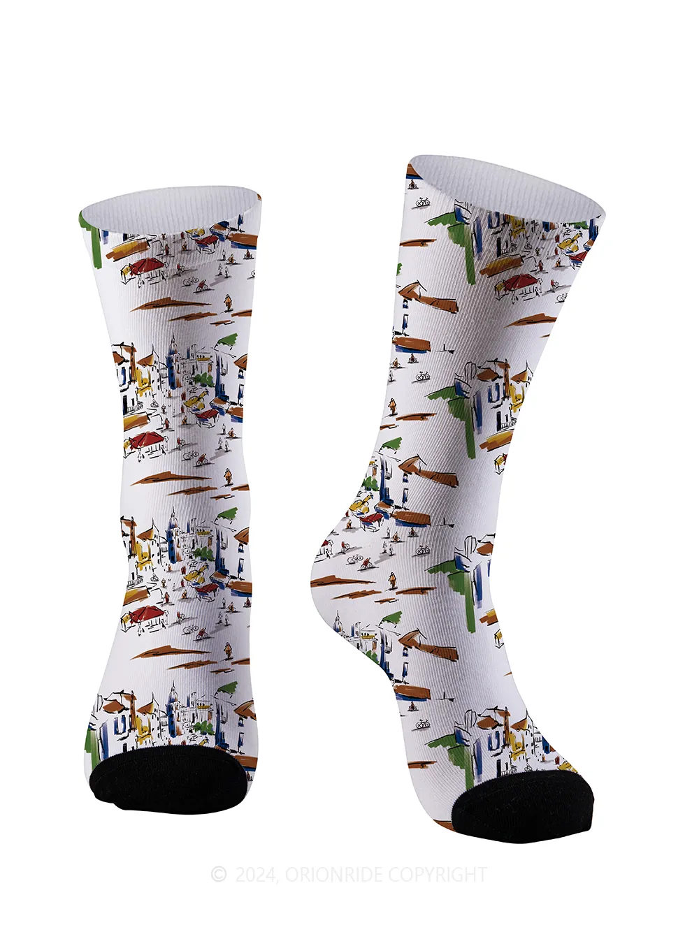 Orionride Hand-painted Street Scene Cycling Socks sold by Orionride product image thumbnail 2