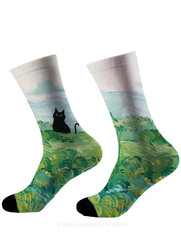 Orionride Oil Painting Kitten Cycling Socks sold by Orionride