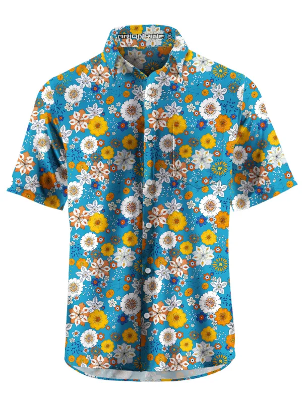 Orionride Short Sleeves Multicolor Flowers Zipper Pockets Ultra Lightweight Gravel Shirt sold by Orionride