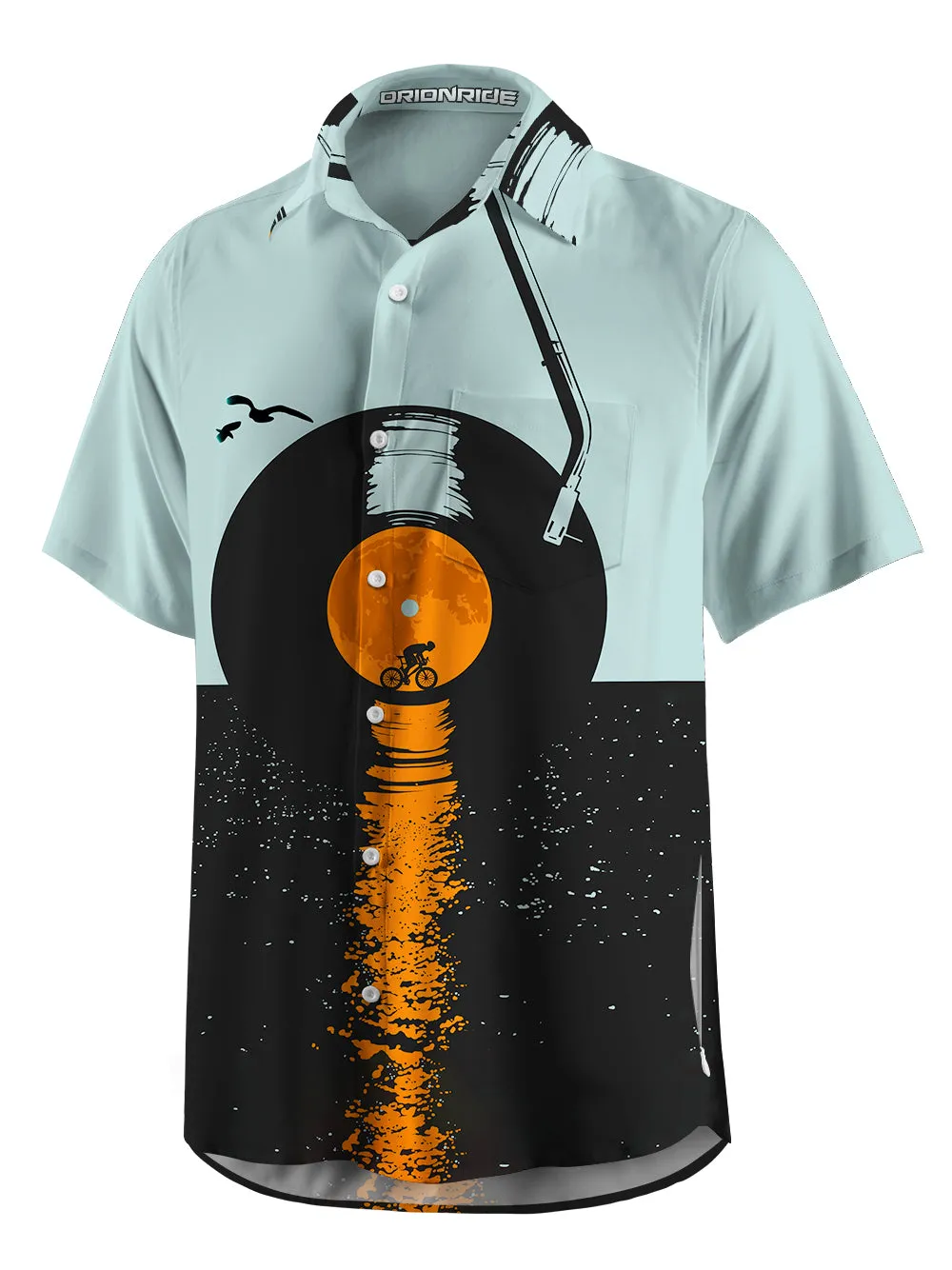 Orionride Short Sleeves Sunset Vinyl Record Zipper Pockets Ultra Lightweight Gravel Shirt sold by Orionride product image thumbnail 2