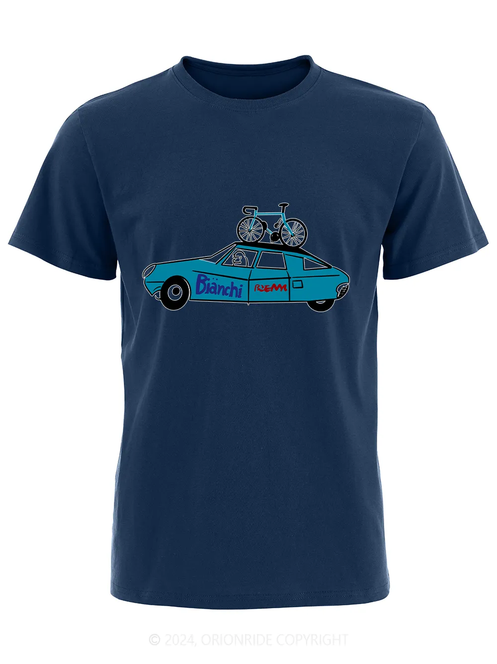 Orionride Short Sleeves Blue Car Bike T-Shirt sold by Orionride product image thumbnail 2
